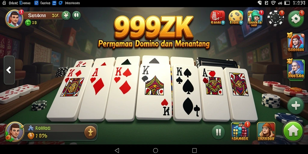 Screenshot gameplay 999ZK menampilkan momen seru bermain Domino.