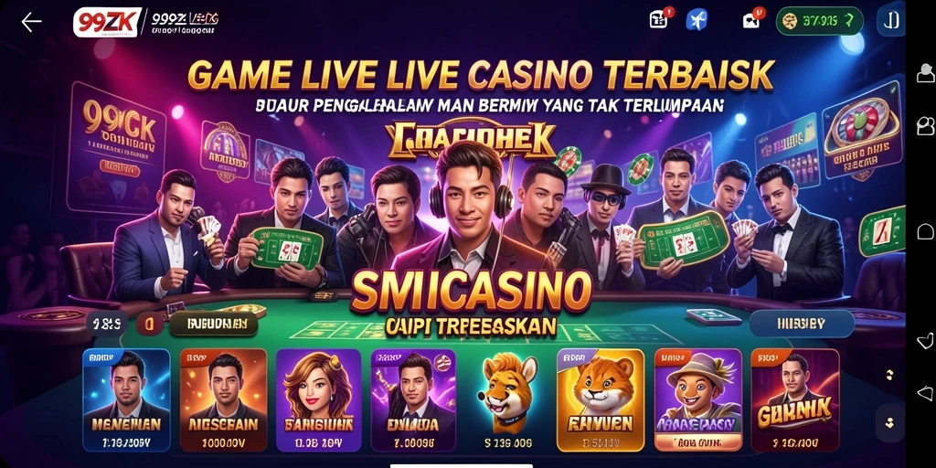 Screenshot gameplay Live Casino 99ZK yang menarik dan menarik.