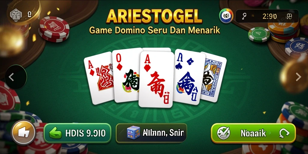 Tampilan gameplay seru dalam ARIESTOGEL dengan berbagai mode domino.