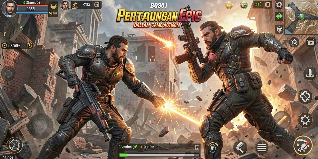 Screenshot menunjukkan aksi seru dalam gameplay BOS01 yang mendebarkan.