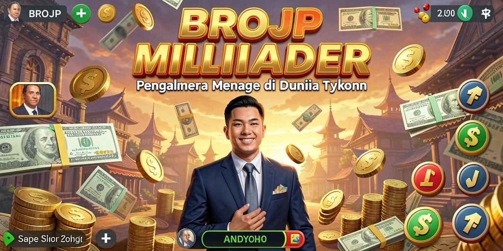 Tampilan gameplay BROJP yang menampilkan strategi bisnis yang menantang.