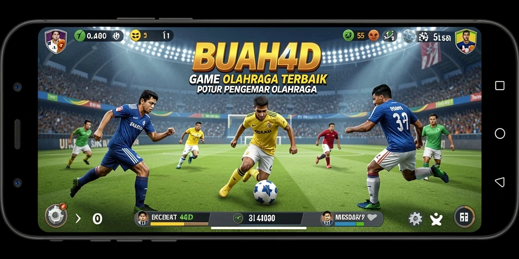Screenshot utama BUAH4D menampilkan aksi seru di lapangan olahraga.