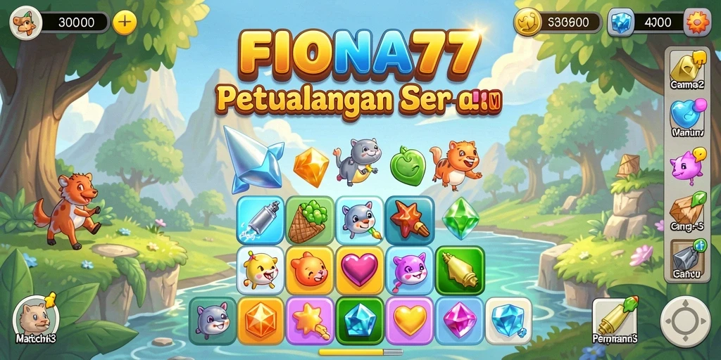 Tampilan gameplay seru dari FIONA77 dengan berbagai teka-teki Match-3.