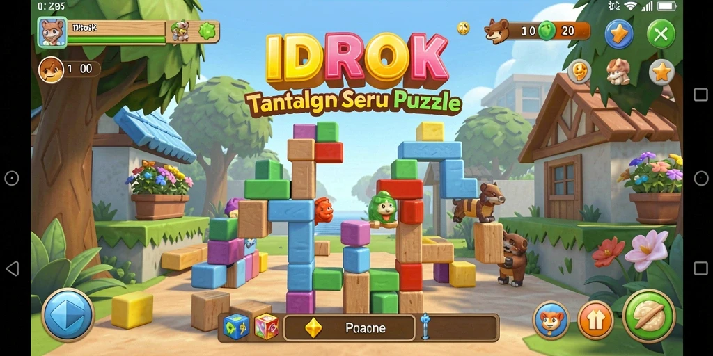 Tampilan menarik dari gameplay puzzle IDROK yang penuh tantangan.