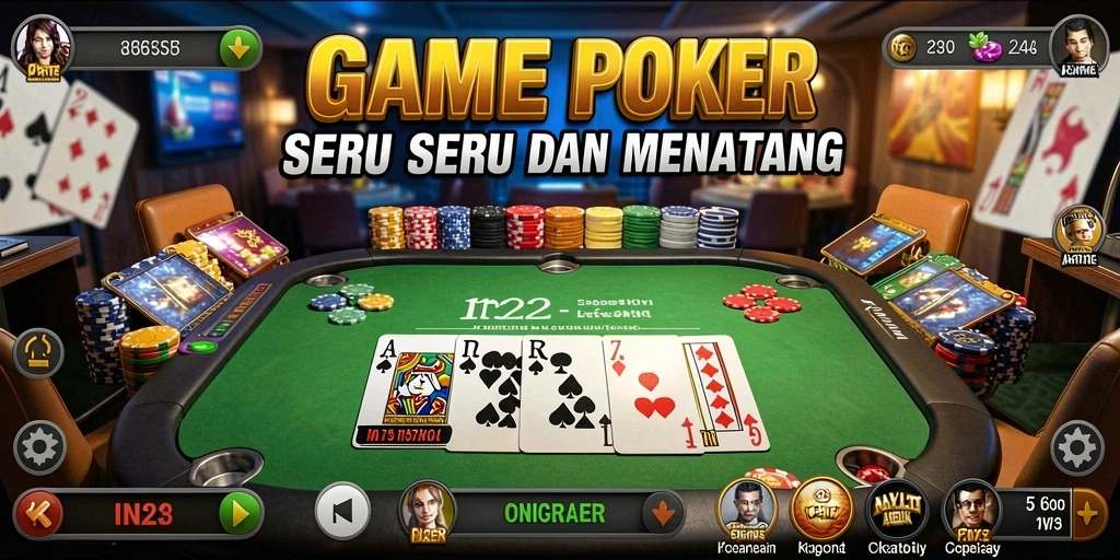Tampilan gameplay seru dari poker di IN22.