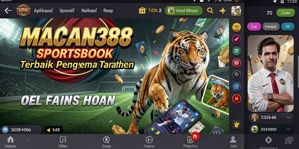 Tampilan utama dari aplikasi MACAN388 dengan berbagai pilihan taruhan olahraga.