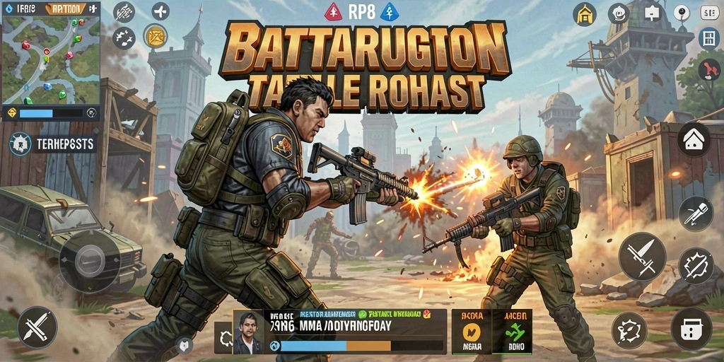 Tampilan gameplay intens dari RP8 dalam mode Battle Royale.