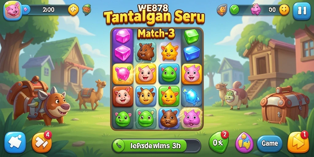 Tampilan gameplay seru WE878 dengan tantangan Match-3.