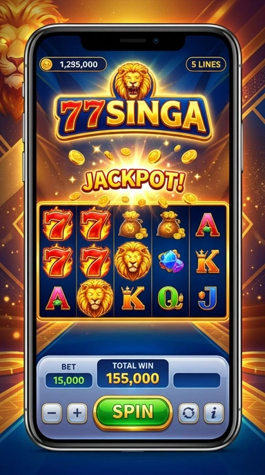 Tampilan antarmuka pengguna 77singa yang menarik.